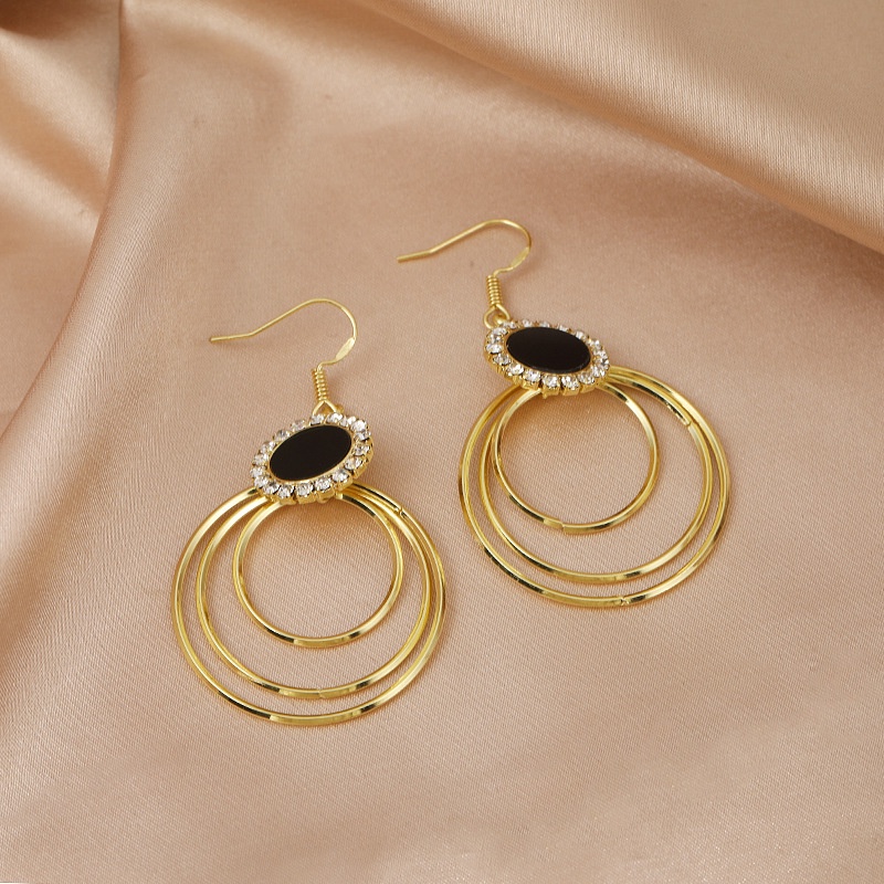 S925 perak telinga hook hitam berlebihan emosional kepribadian fashion 2021 Baru selebriti Internet