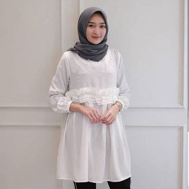 CARMILA || Baju Kekinian Cewek Murah Wanita Grosir blouse white zuky bhn rayon bangkok LD104,PJ 152