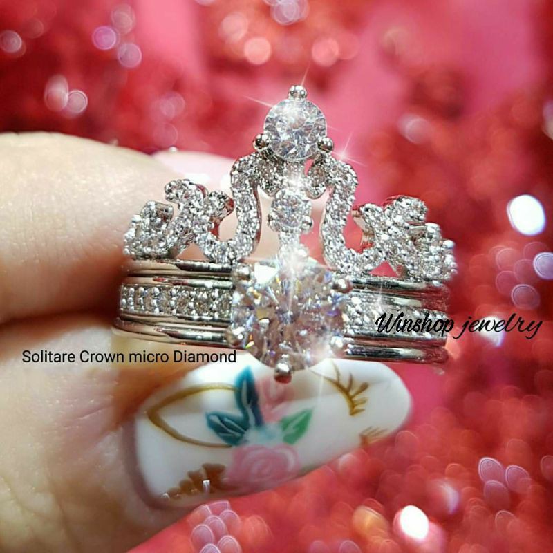 Cincin Mahkota Cincin Swarovski Cincin Berlian Cincin Perak Silver Wanita Cincin Emas Wanita