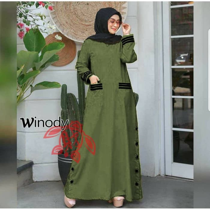 spm97 MAXI WINODY ARMY Gamis 0129 TA9 Baju Gamis Wanita Terbaru