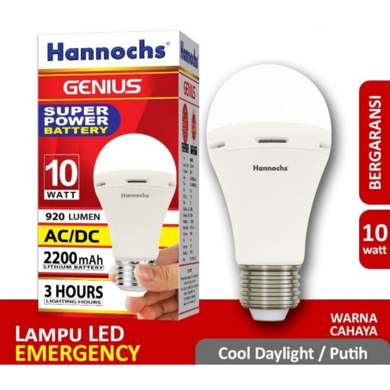 LAMPU EMERGENCY LED HANNOCHS GENIUS 6W / 8W / 10W / 12W / 15W