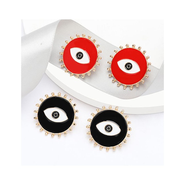LRC Anting Tusuk Fashion Lace Alloy Dripping Round Eye Earrings D92179