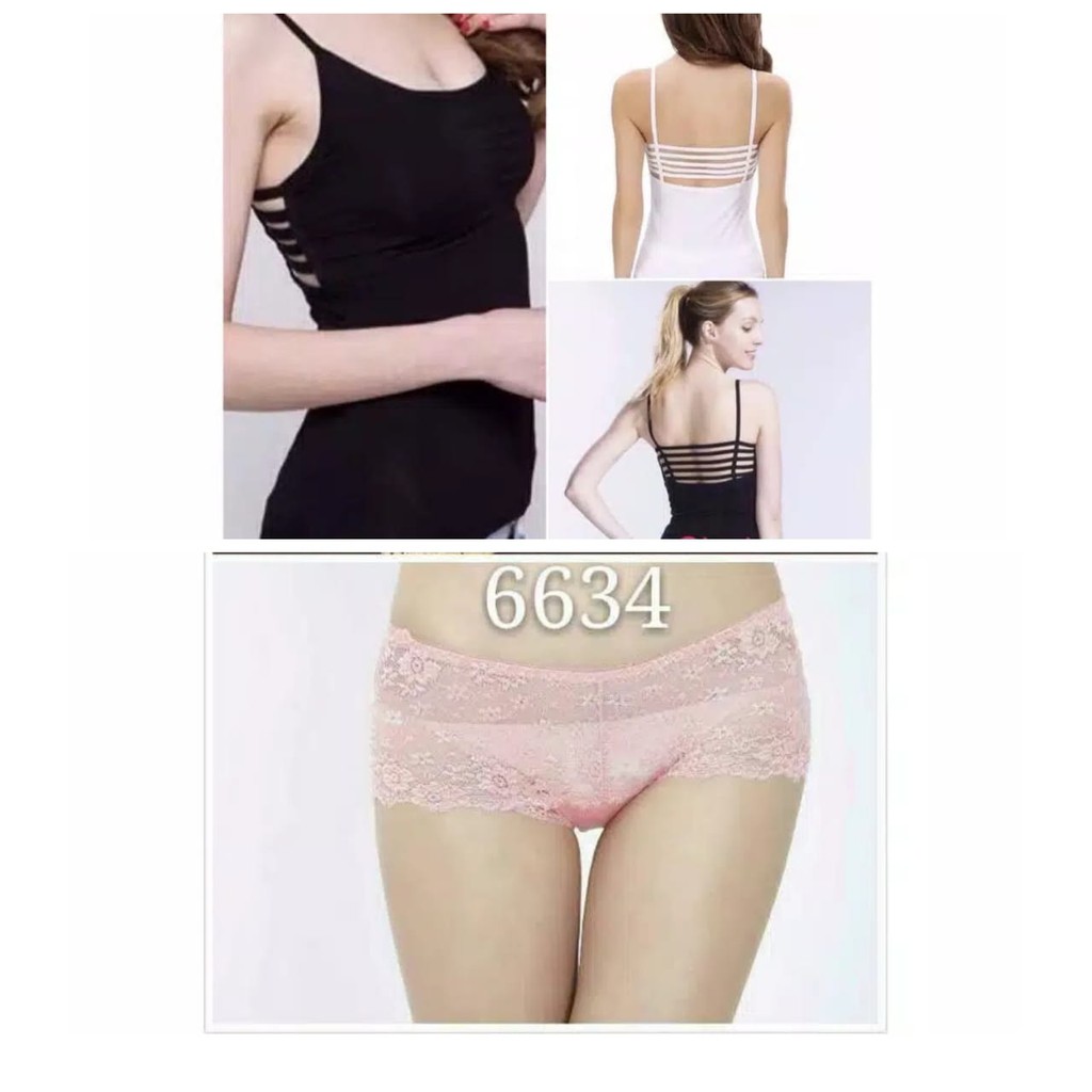 KORSET.ID - [2 IN 1] TANKTOP BRA 5 strap CR-T8988 + CELANA DALAM LACE C-6634