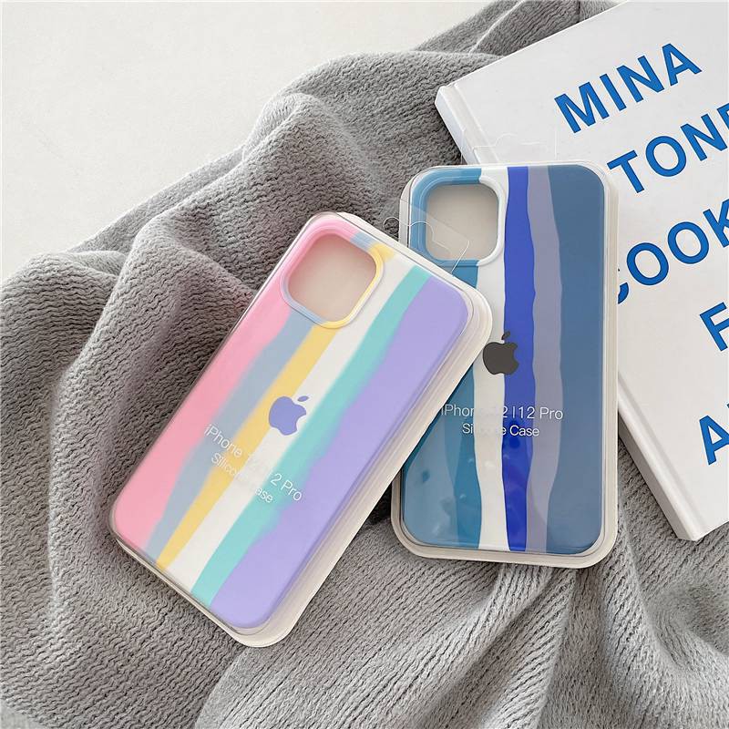 Women's Fashion Rainbow Liquid Silicone Case Iphone 11 12