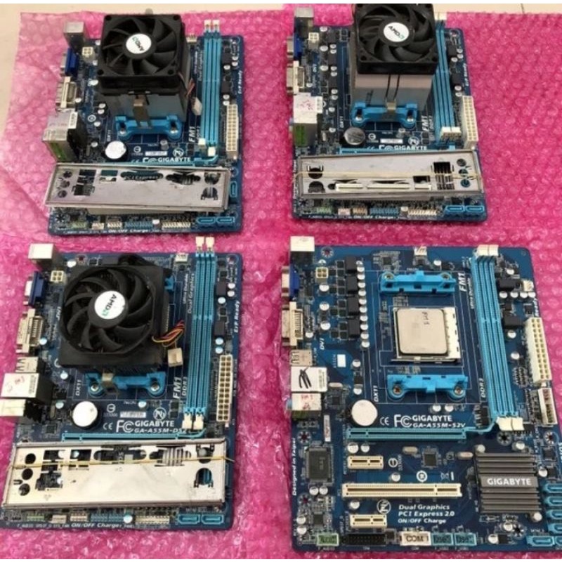 paketan motherboard Mobo AMD fm1 + prosesor a4 3300  2.5GHZ + fan