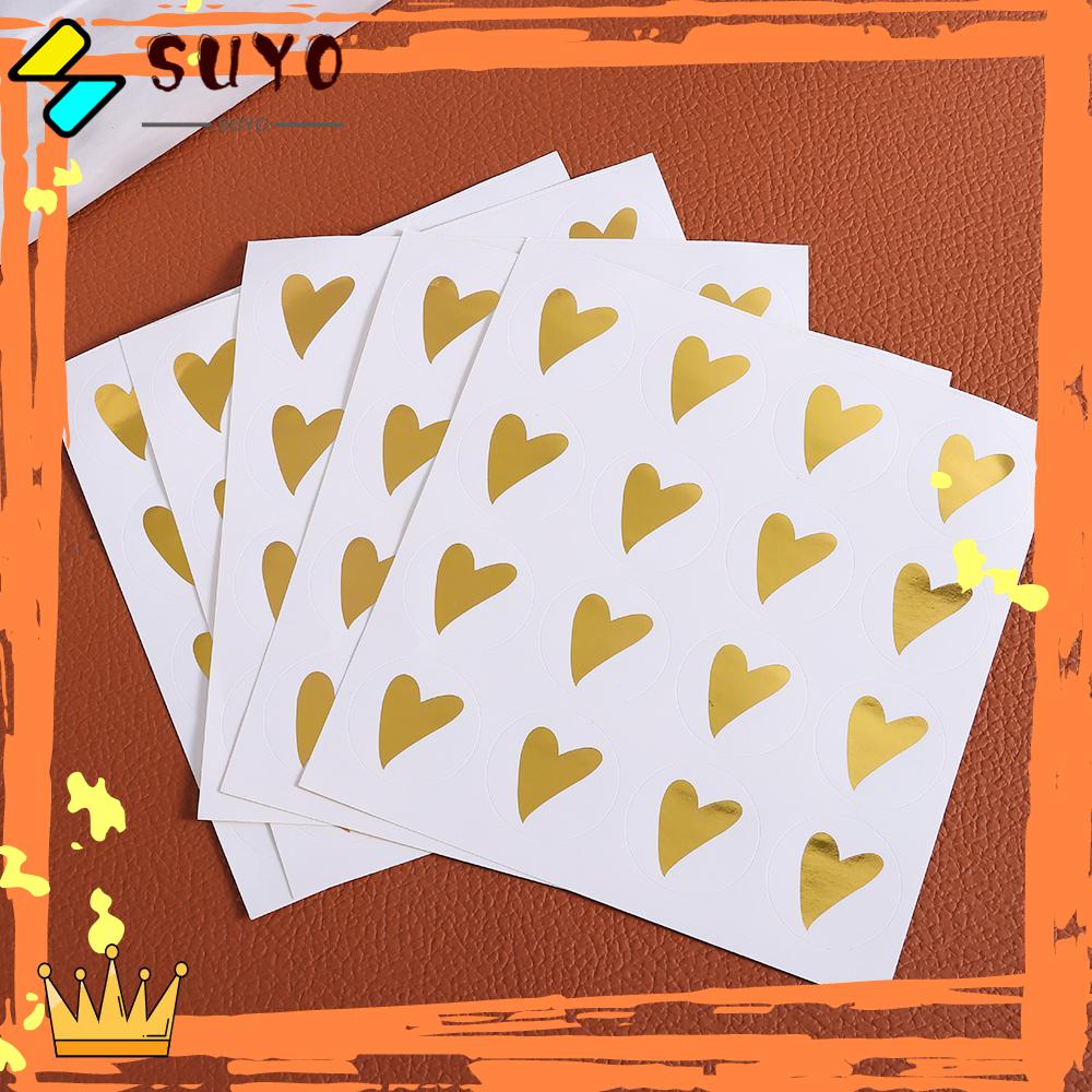 Suyo 80 / 160pcs Stiker Bulat Motif Hati Handmade Untuk Dekorasi Kue Pernikahan
