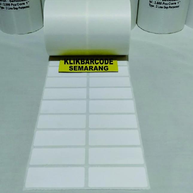 

ア LABEL BARE 50 X 20 2 LINE | BAHAN SEMICOAT PAKAI PORPORASI | ISI 2.500 PCS | PABRIK - Putih FI Best