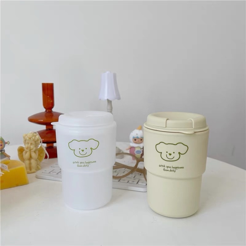 Gelas Tumbler Aesthetic Gelas Minum Mika Beige Transparant Simple Elegan Water Bottle Cup for Coffee