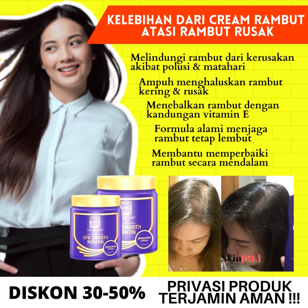 MASKER RAMBUT PENGHILANG KETOMBE ANTI RONTOK MASKER RAMBUT LAE SA LUAY SPA SMOOTH KERATIN 250ML HAIR MASK PERAWATAN RAMBUT ORIGINAL BPOM