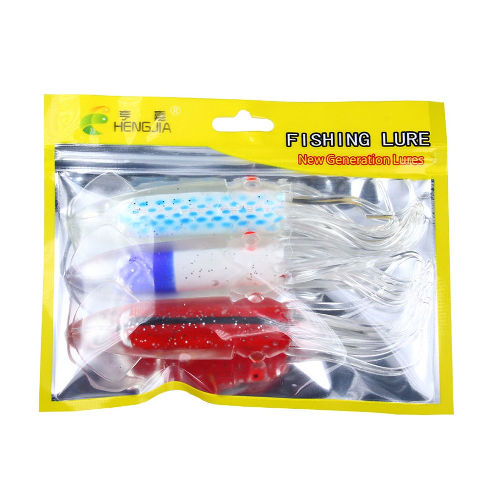 Hengjia 3pcs / Lot Umpan Pancing Bentuk Cumi-Cumi Bahan Pvc Lembut 15cm 20g