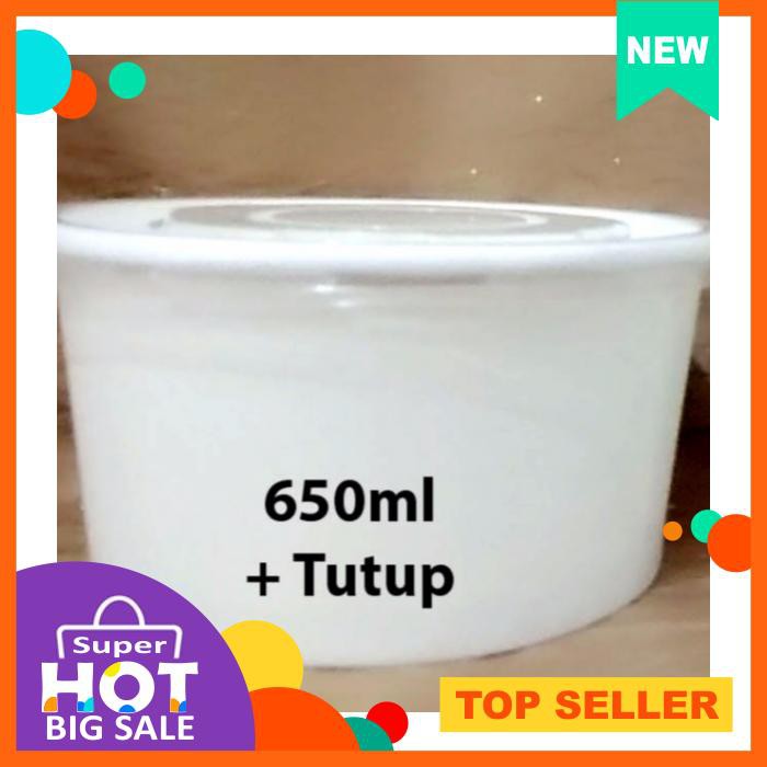 Paper Bowl / Mangkok Kertas Uk 650 Ml Plus Tutup