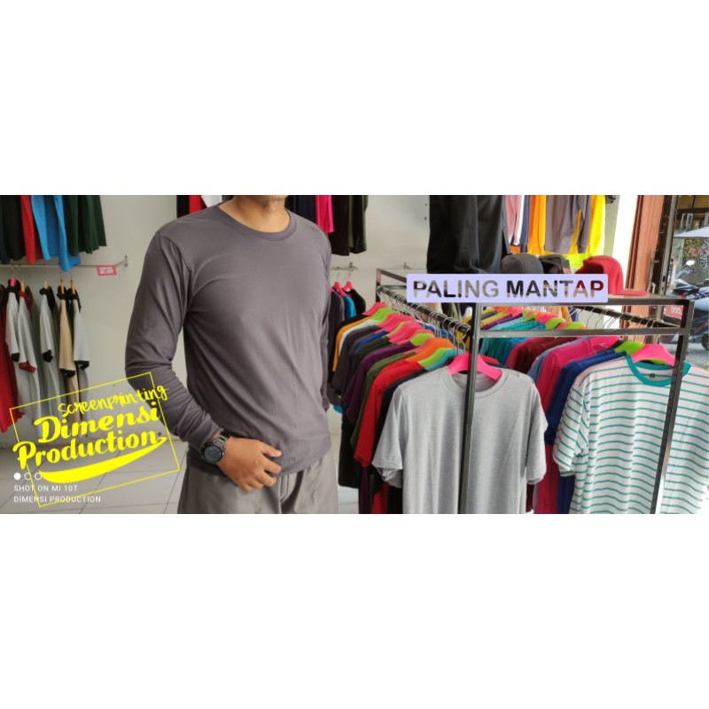 KAOS POLOS DARK GREY LENGAN PANJANG RIB