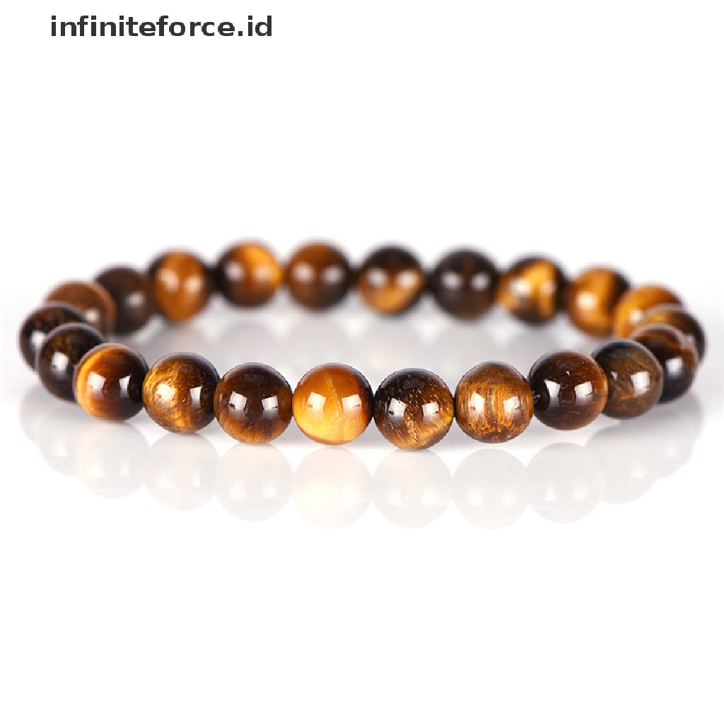 (Infiniteforce.Id) Gelang Manik Batu Tiger Eye Alami Untuk Pria / Wanita