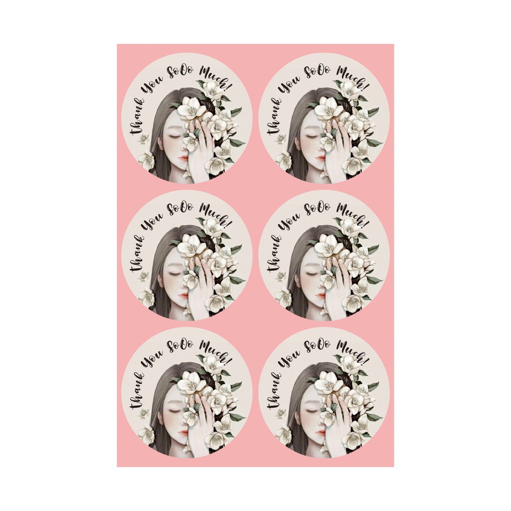 

30 Pcs Thank You Sticker Beauty Girl Diameter 4.5 CM