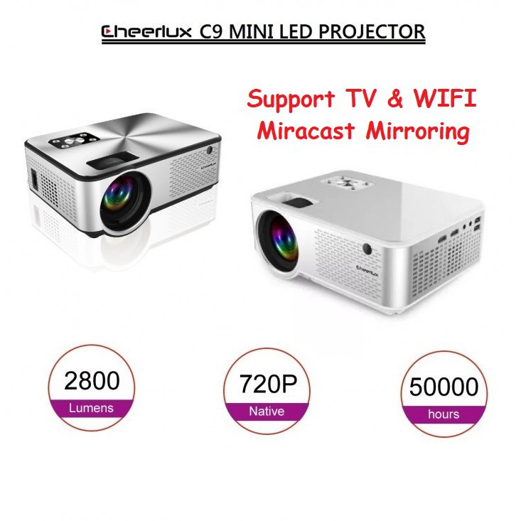 Cheerlux C9 Mini LED Projector Proyektor TV Tuner + WIFI