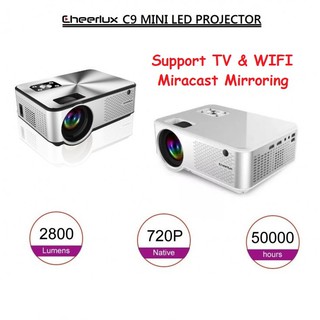 Cheerlux C9 Mini LED 2800 Lumens Projector Proyektor TV Tuner + WIFI