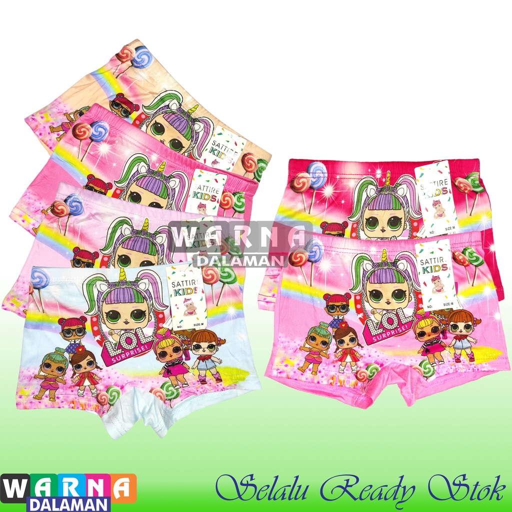 12 Pcs CD Boxer Anak Perempuan Gambar Kartun Cewek Karakter Lucu | WARNA DALAMAN