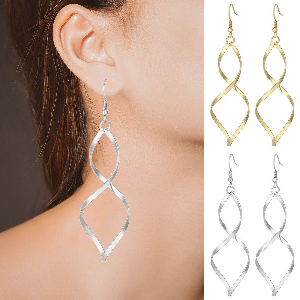 Preva Anting Juntai Anting Statement Wave Drop Earrings Anting Twist Anting Panjang