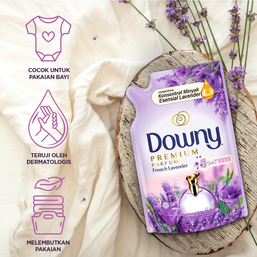 Downy Pelembut dan Pewangi Pakaian Konsentrat French Lavender 900 mL - Paket Isi 3