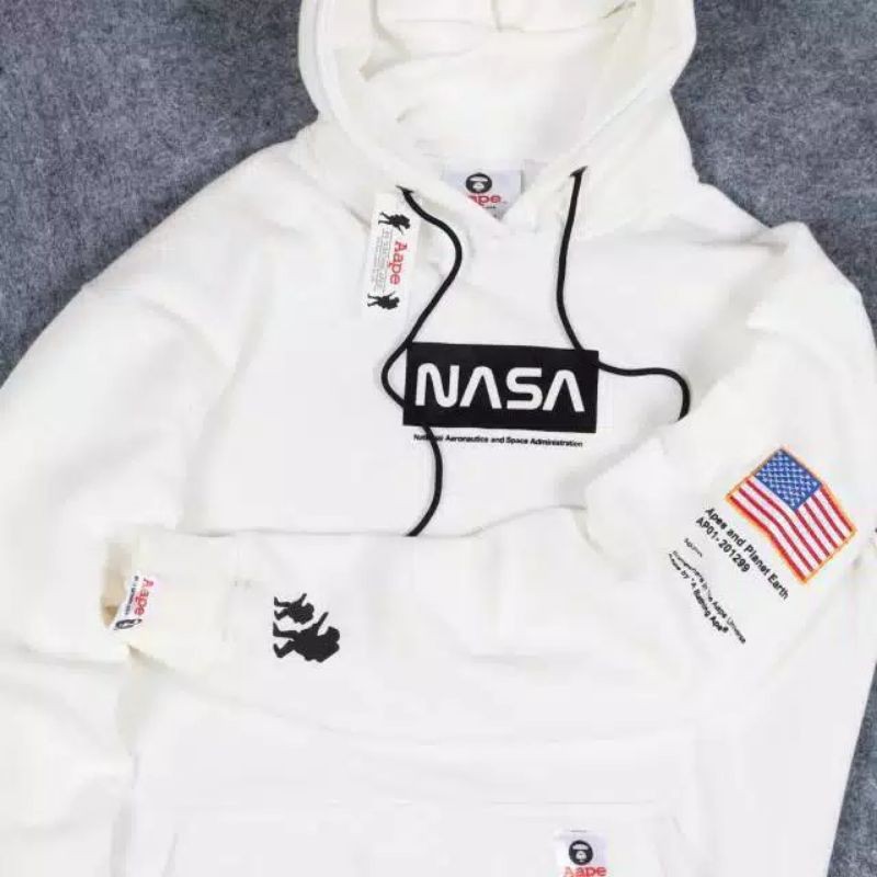 Sweater Hoodie NASA X AAPE Original COD ( BAYAR DI TEMPAT )