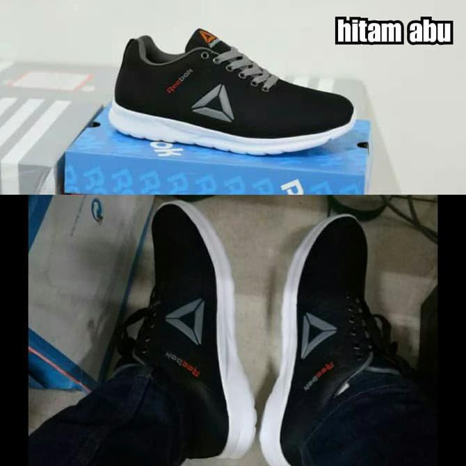Sepatu Sport Pria Reebok SpeedLux Running Sneakers Hitam Abu Abu