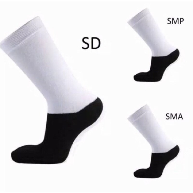 KAOS KAKI SEKOLAH HITAM PUTIH BACK TO SCHOOL SD SMP SMA KAOSKAKI HITAM / KAOS KAKI PUTIH-Hitam Putih (RENA)