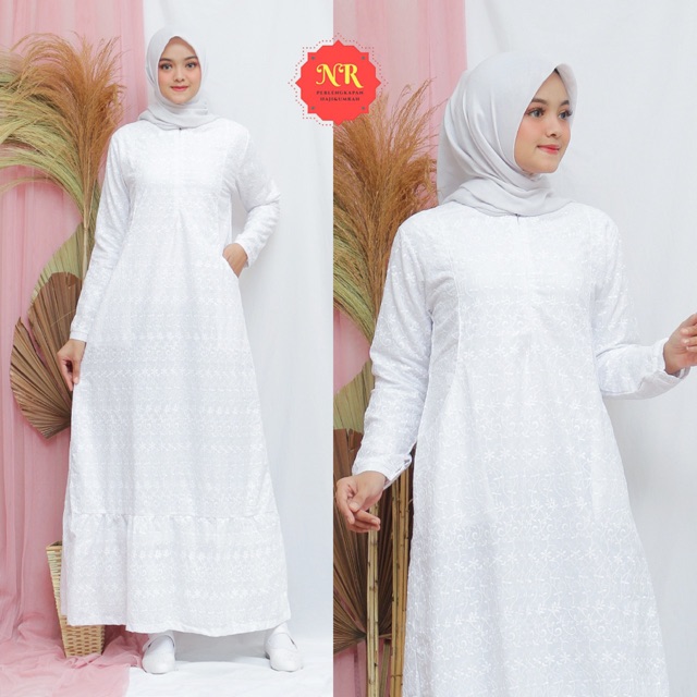 GAMIS PUTIH UMROH / GAMIS HITAM / BUSANA MUSLIM WANITA / PERLENGKAPAN HAJI UMRAH ( GAMIS RAMPLE )