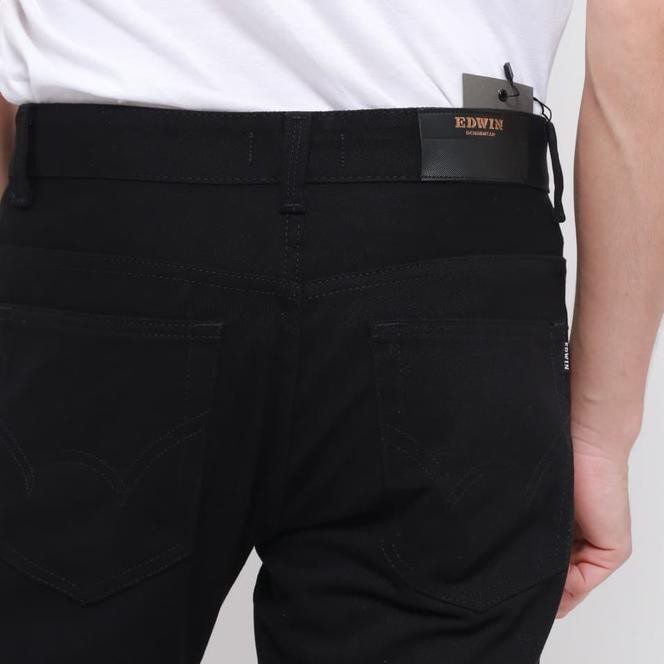 Edwin Celana Jeans Milan-018 Regular Fit Pria Panjang Black - Hitam, 32