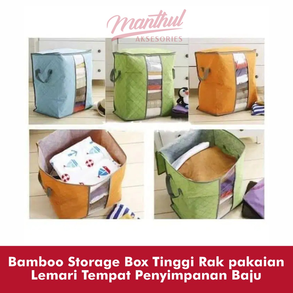 Bamboo Storage Box Tinggi Rak pakaian Lemari Tempat Penyimpanan Baju