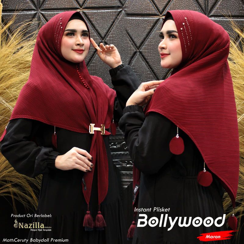 Jilbab Khimar Instan Plisket Bollywood Ori Nazilla