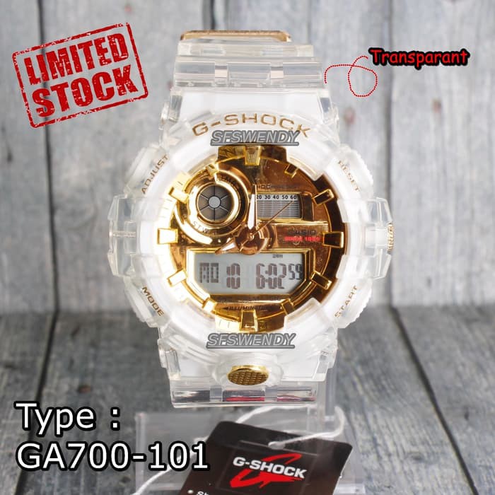 EDISI KHUSUS  G Shock GA-700 Transparant gold Emas Jam tangan pria