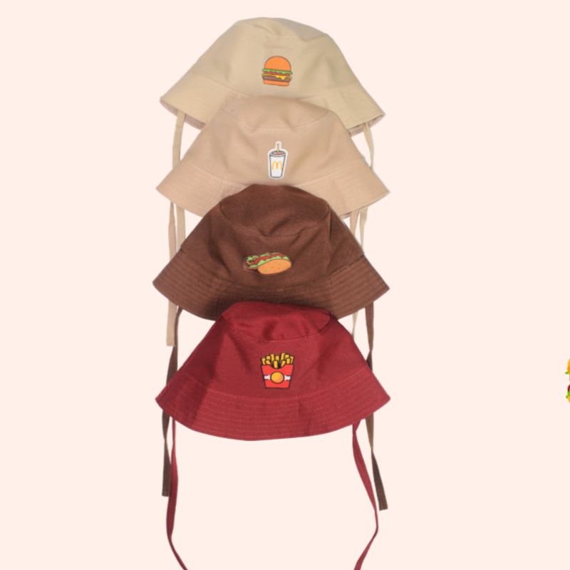 YOLA BUCKET HAT Topi Bucket Anak Gambar Fast Food Snack