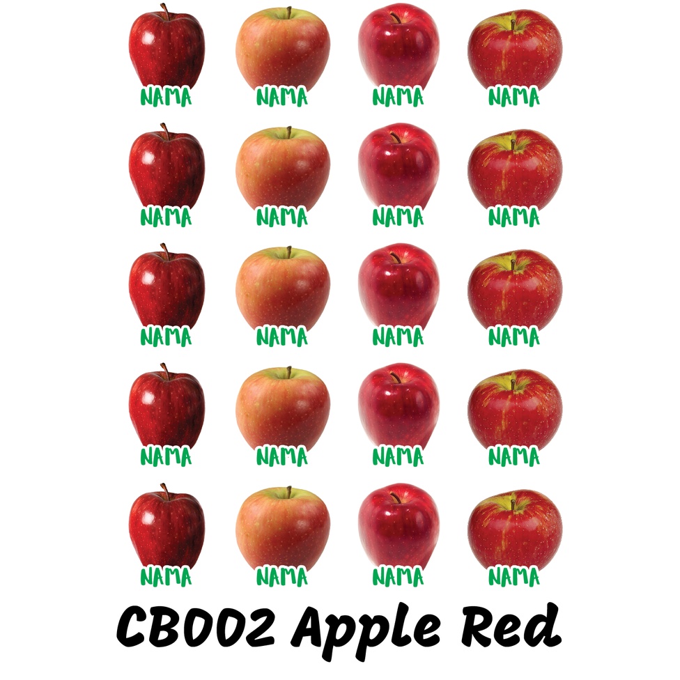 

Sticker Nama Cutting Label Waterproof Tahan Air Apple Red (CB002)