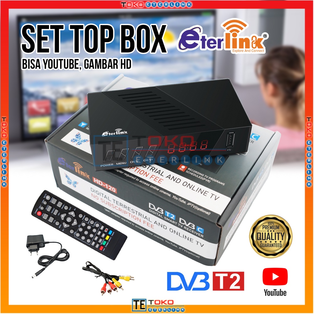 STB TV DIGITAL TV Digital Eterlink Brand Set Top Penerima Siaran Full HD/ STB+Wifi / STB Saja - MT76