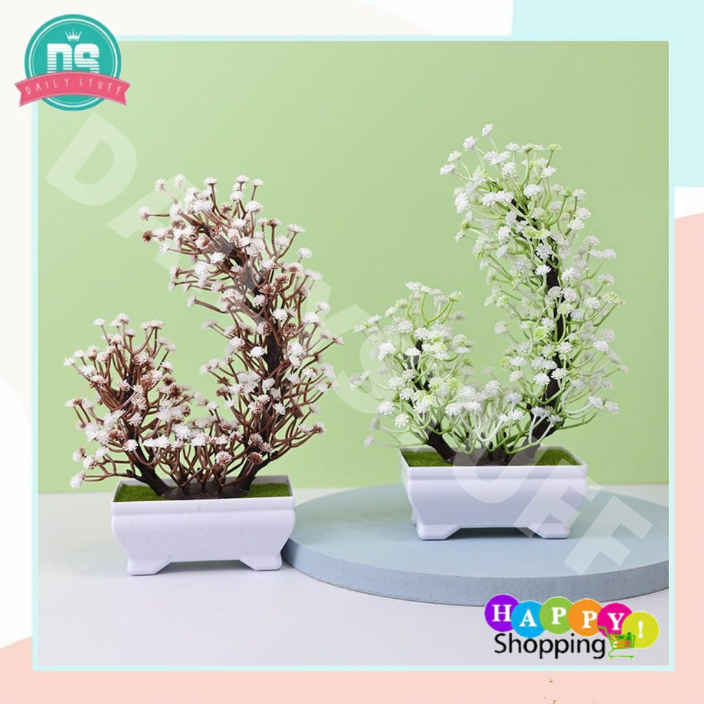 DS Pot59 tanaman hias Pohon Bonsai Mini Bunga Artificial Plastik Dekorasi Rumah import Murah