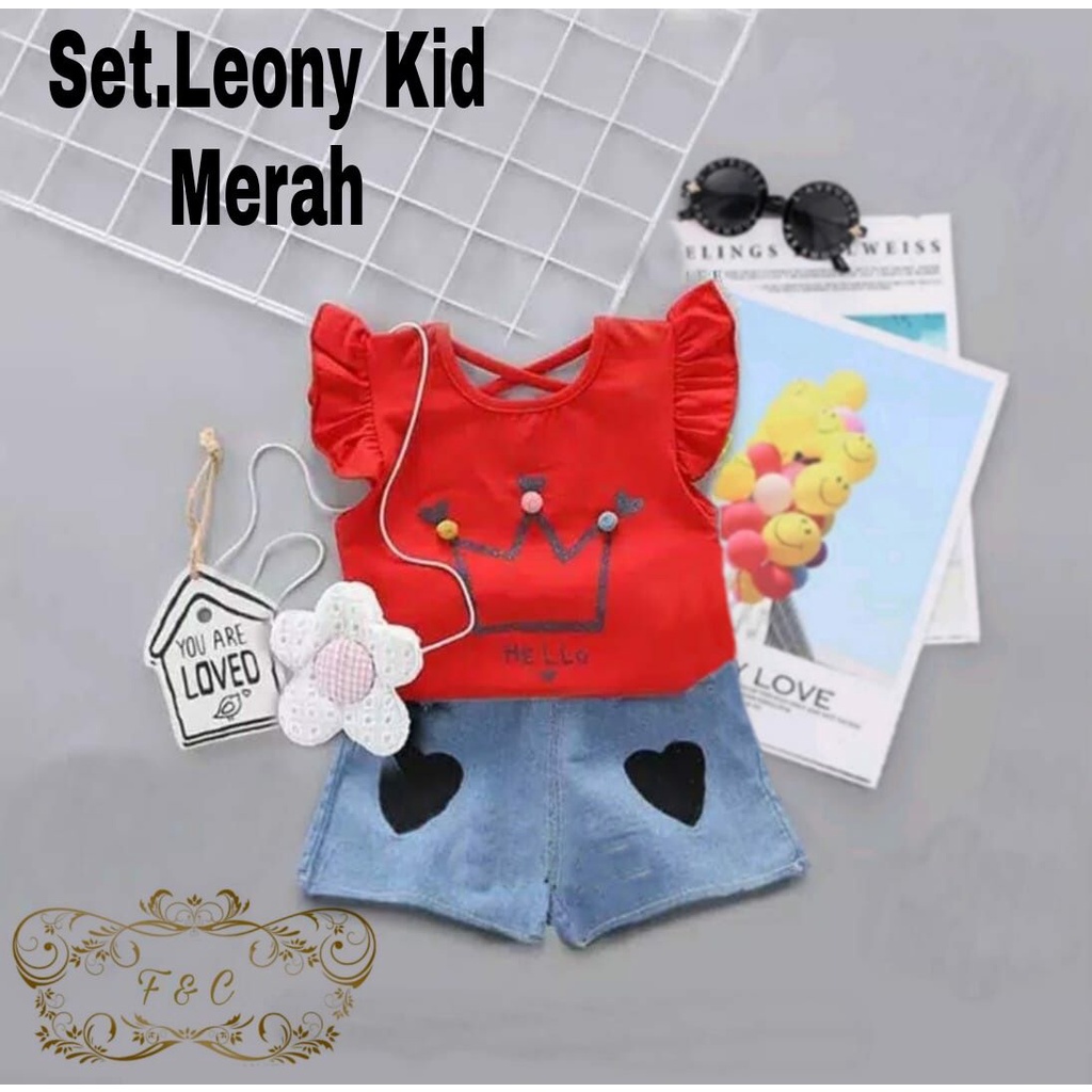 setelan anak perempuan Leony 3-5tahun / stelan anak perempuan / baju setelan anak perempuan / setela