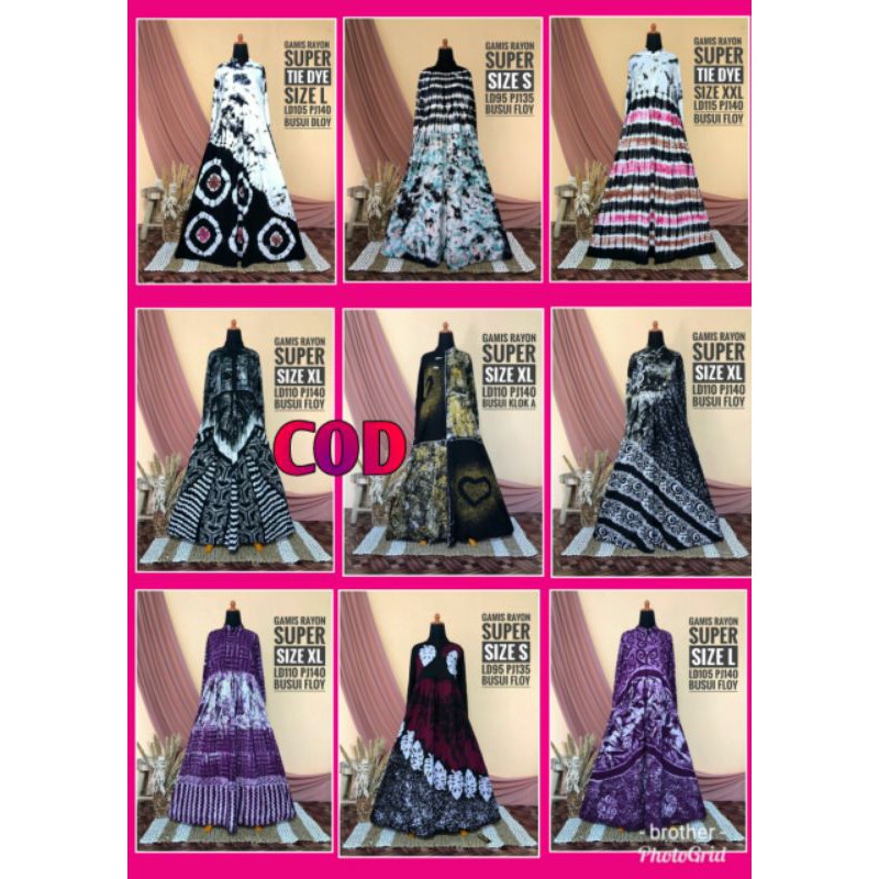 COD | GAMIS TIE DYE GAMIS SYAR'I TWILL ORI RAYON SUPER 100% HANDMADE NOT PRINTING