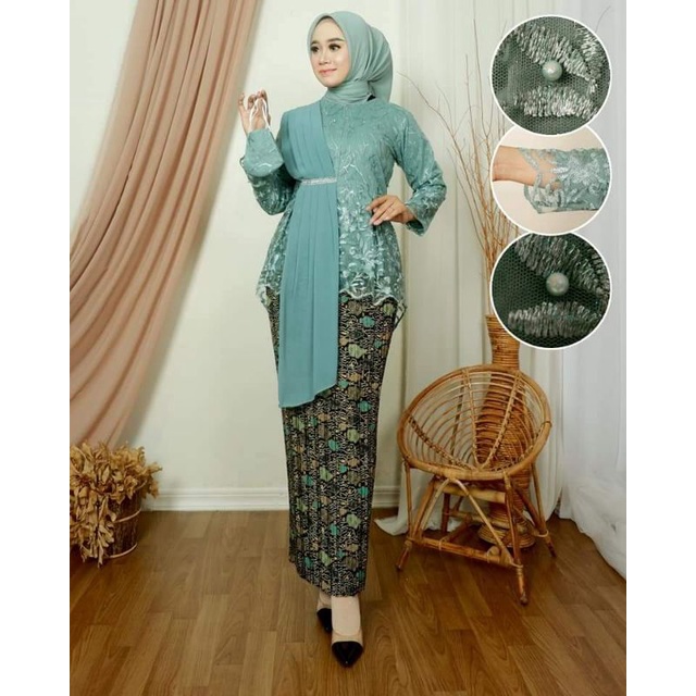 Setelan kebaya aurora slendang//kebaya wisuda//kebaya tunangan//kebaya aurora slendang murah