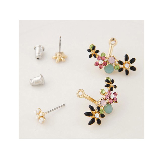 LRC Anting Tusuk Fashion Dropped Flowers And Diamond A6135X