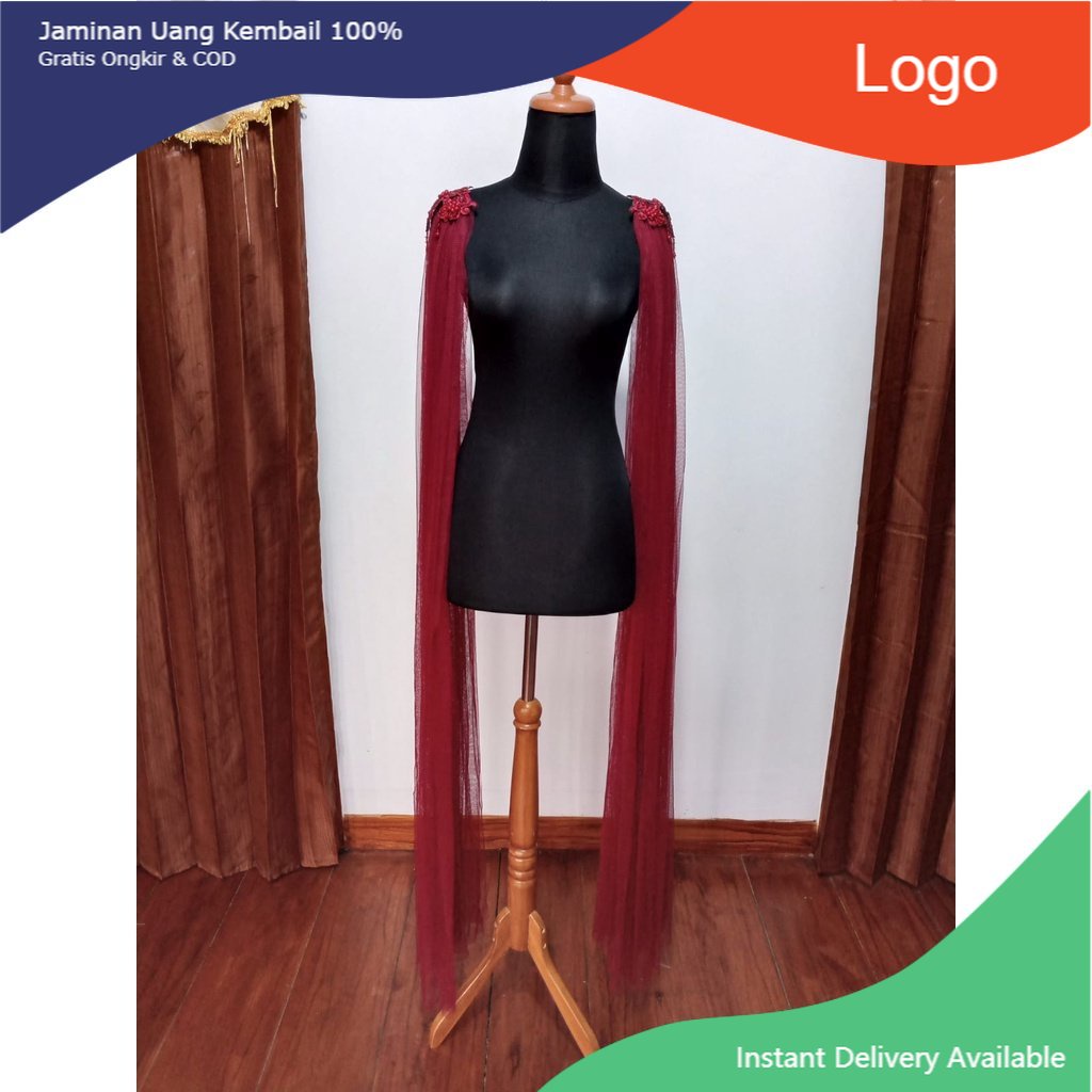 Sayap Pundak Kebaya Pengantin MAROON/ Sayap Bahu / Slayer Pundak / Slayer Bahu