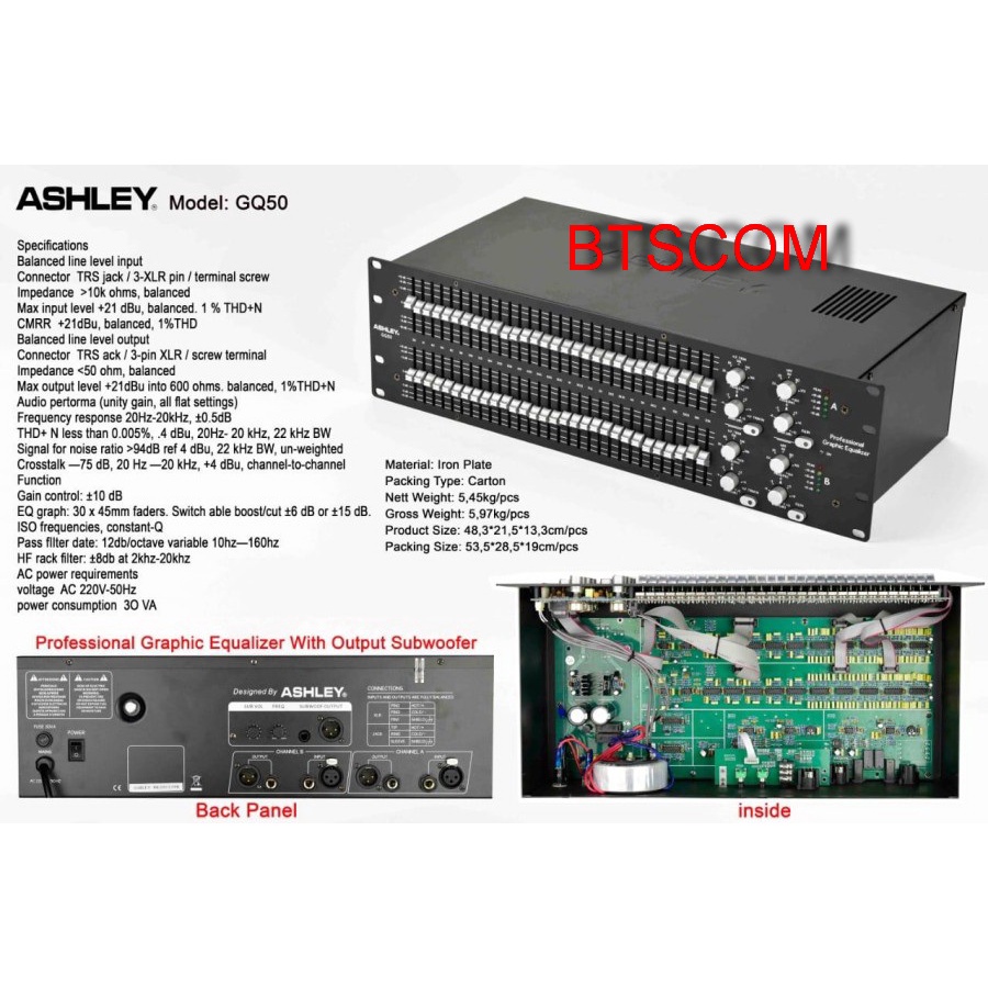 Equalizer ASHLEY GQ50 original GQ 50 ekualiser EQ Equaliser terbaru