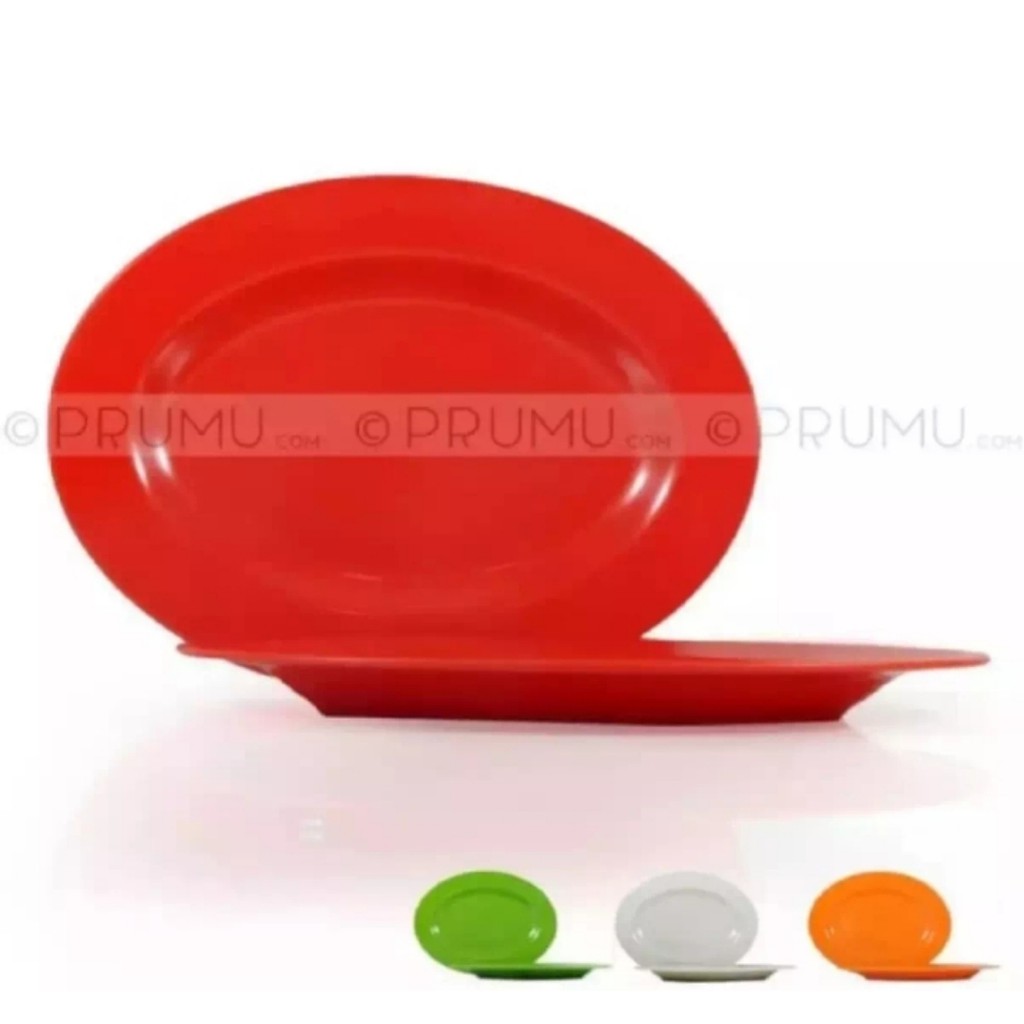[ 3 Pcs ] Tiga Pcs Piring Melamin Warna- Piring Melamin Oval - Piring Melamin Polos - Piring Melamin
