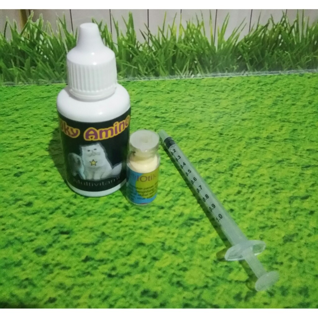 paket d3 obat vitamin antibiotik penurun panas demam radang kucing 30ML