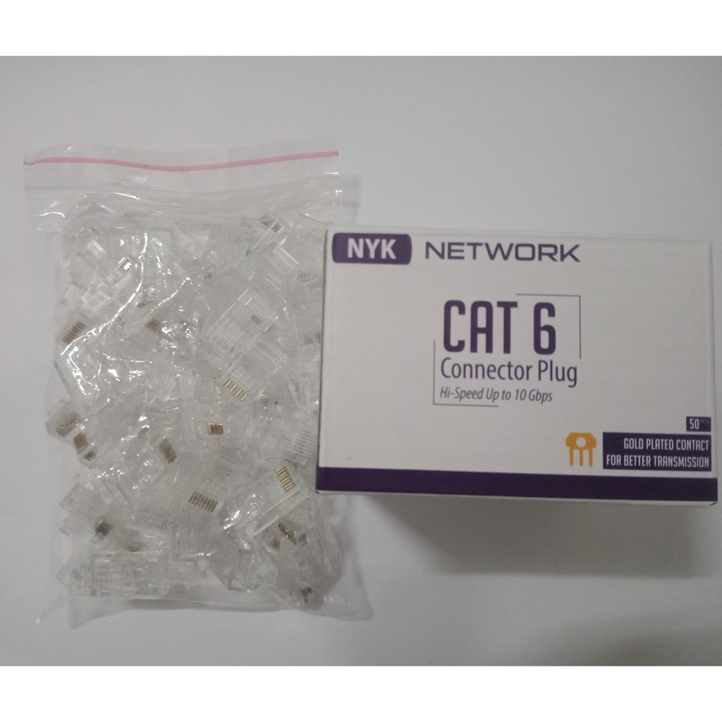 CONNECTOR RJ 45 CAT-6 NYK JACK KONEKTOR LAN CAT6 50PCS