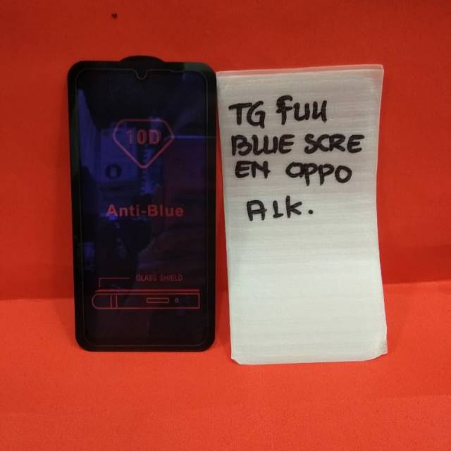 Tempered Glass blue Oppo A1K / Anti Gores Kaca Oppo A1K Blue Screen