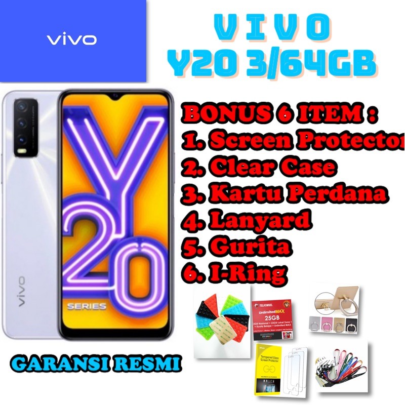 VIVO Y20 [3/64] GARANSI RESMI IMEI TERDAFTAR
