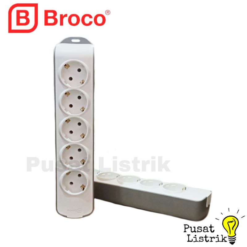 Stop Kontak 3-6 Lubang Tanpa Indikator Broco Tipe Slanting OB Stop Kontak 3-6Lubang Biasa Stop Kontak Outbow Broco Model Miring