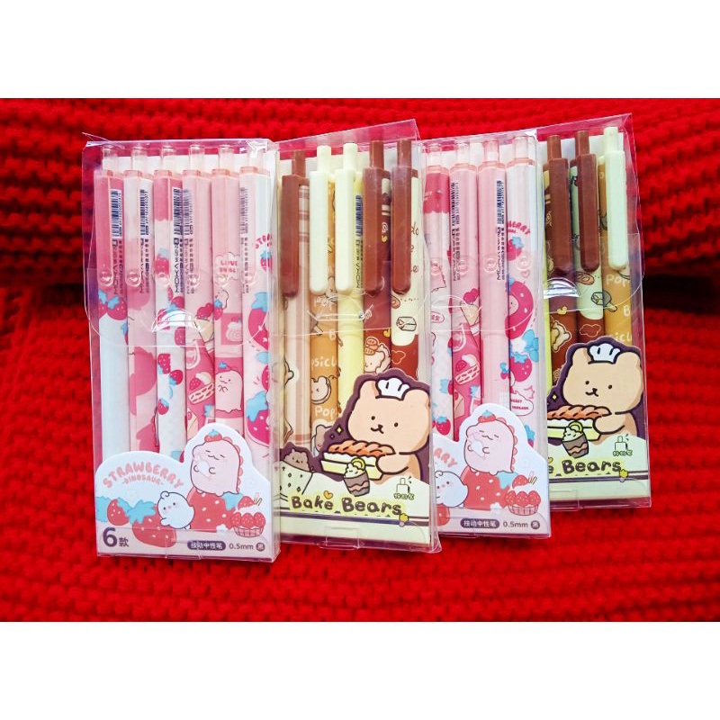 

Pulpen gel mekanik imut Bolpoin karakter lucu unik isi 6 pcs