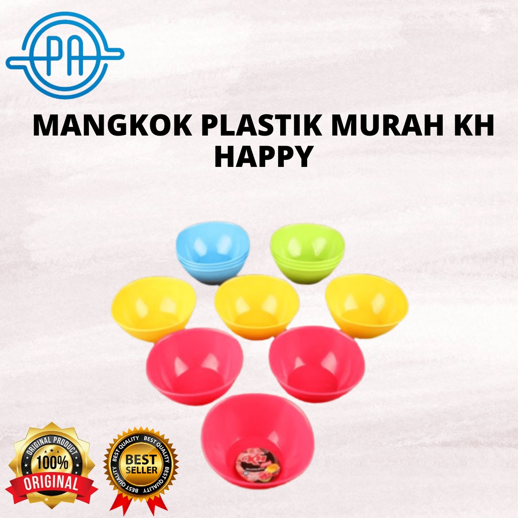 MANGKOK PLASTIK MURAH KH HAPPY / MANGKUK PLASTIK SIZE S M L