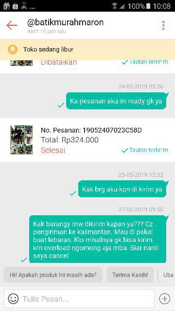 Asifa Batik Hrb026 Kenongo Kemeja Tosca Pendek Pekalongan Padi M L Xl Sogan Tulis Halus Kemeja Batik